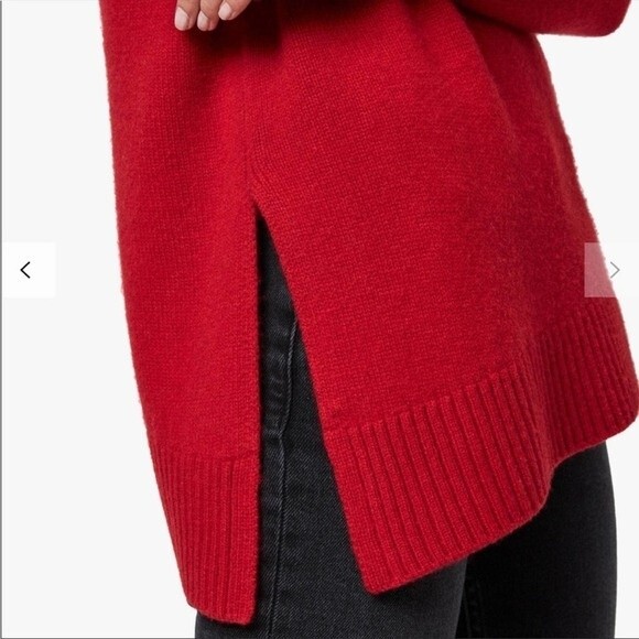 AllSaints Witby Roll Neck Asymmetric Cashmere Sweater in Rare Red Color Medium - Picture 4 of 11